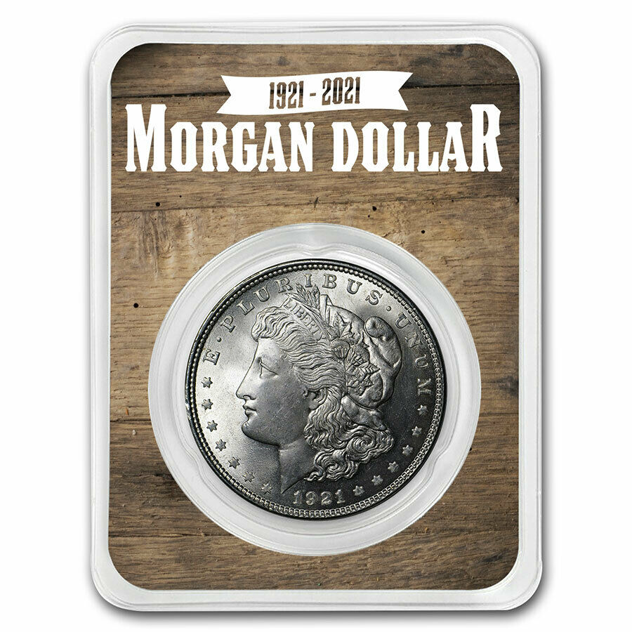 1921 Morgan Silver Dollar 100th Anniversary Bu - Wooden Back - Sku#213889
