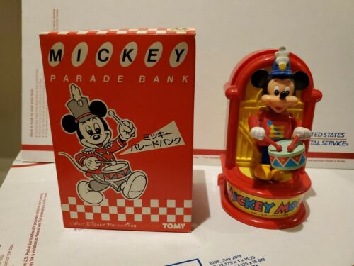 Mickey Mouse Parade Bank Tomy Japan Wind Up Bank Mib Tokyo Disneyland - Rare