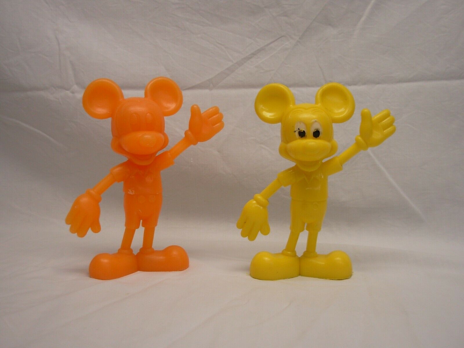 2 Vtg Walt Disney Mickey Mouse Hard Plastic Colorful Figures One Is Marx 1971