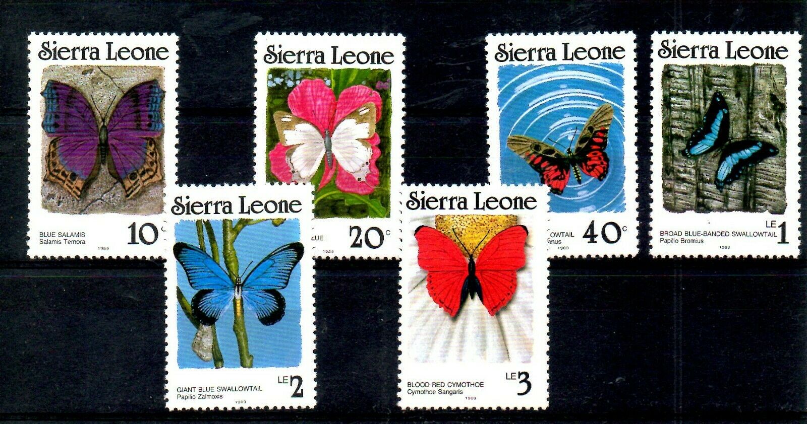 Sierra Leone, Imprint 1989, Butterflies, 6 V.  Mnh, Mi 15 Euro