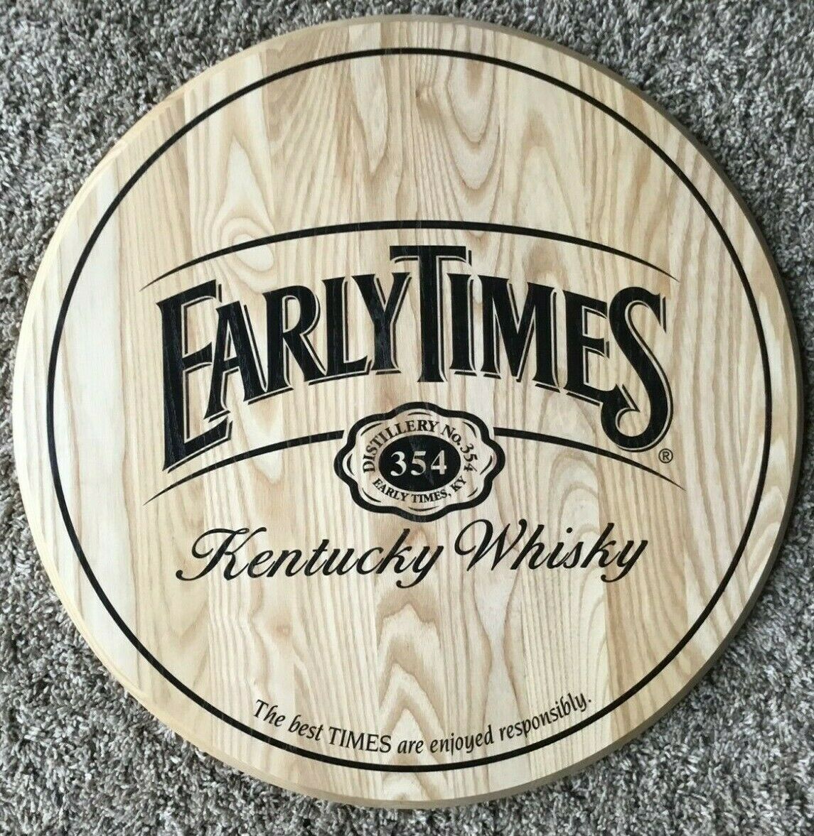 Early Times Whiskey Bar Sign Oak Barrel Top Advertising Sign