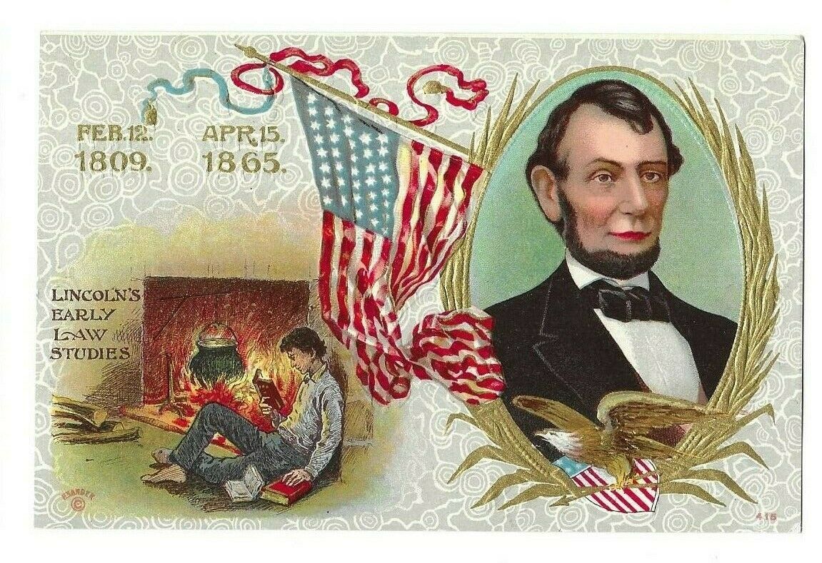 Vintage Patriotic Postcard - Abraham Lincoln Memorial - Embossed.