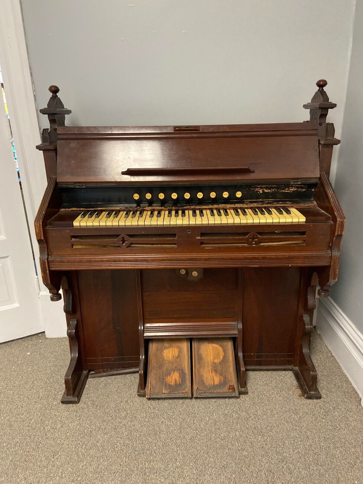 Antique 1880’s Estey Pump Organ Finished Back With Fretwork Still In Church!