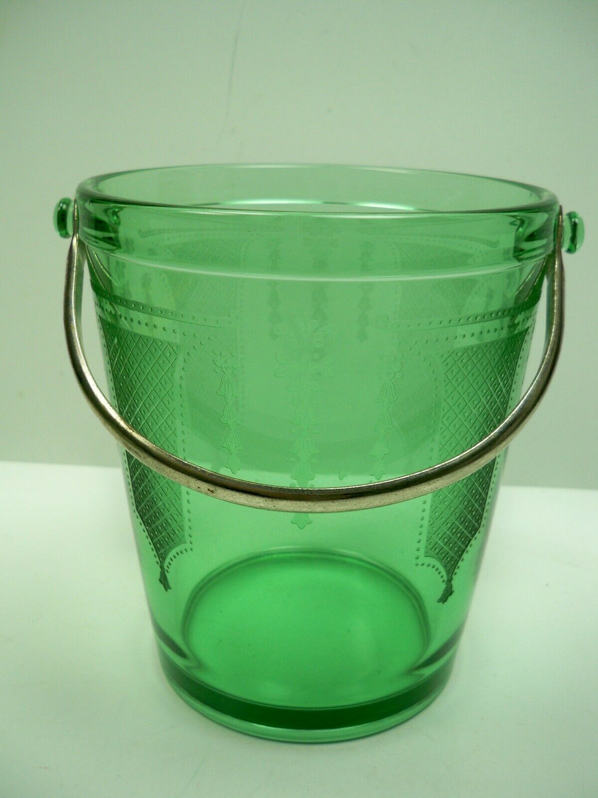 Vintage Antique Depression Fostoria Glass Beverly Green Ice Bucket 1927-1933