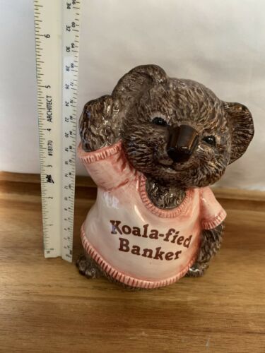 Vtg 80's Shirt Tales Koala-fied Banker Bear Hallmark Ceramic Savings Bank 6"