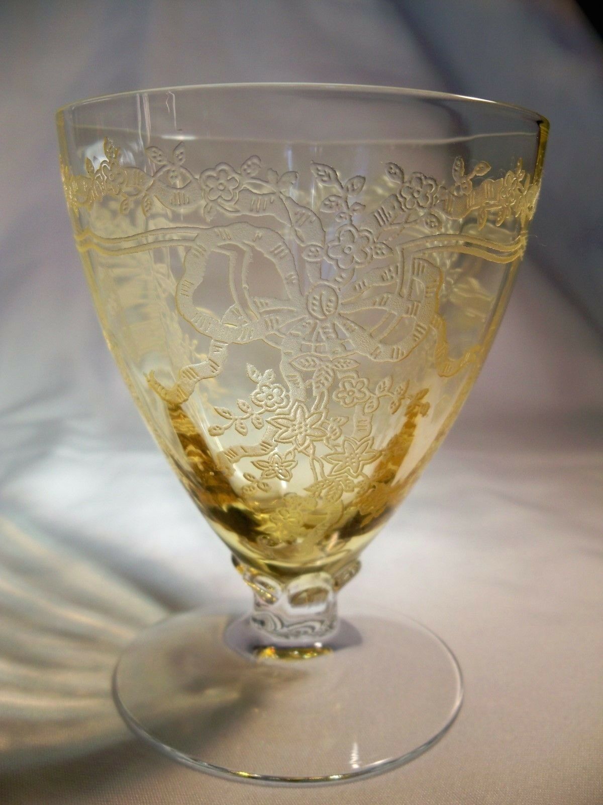 Fostoria Glass Co. June Topaz Yellow 5-1/2 Ounce Oyster Cocktail Goblet!