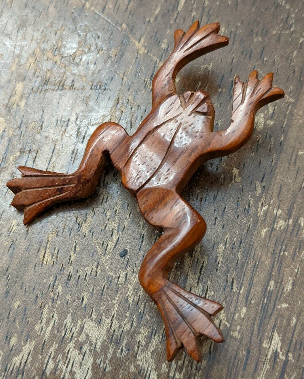 Handmade Frog Pin Hand Carved Wood Frog Shape Pin