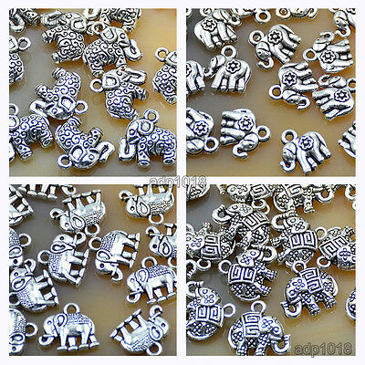 20pcs Tibetan Silver Elephant Charms Pendants Beads Fit Bracelet Jewelry Making