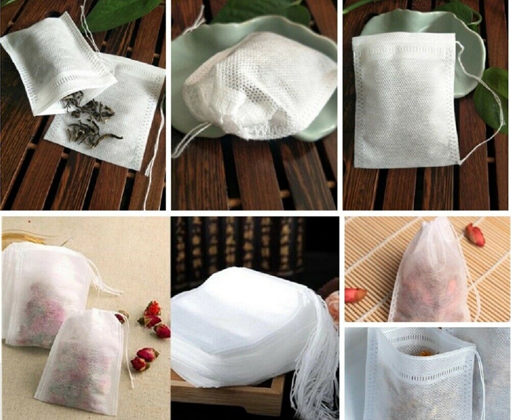 100 Pcs Non-woven Disposable Filter Empty Teabags Herb Loose Tea Bag 8*10 Cm Us