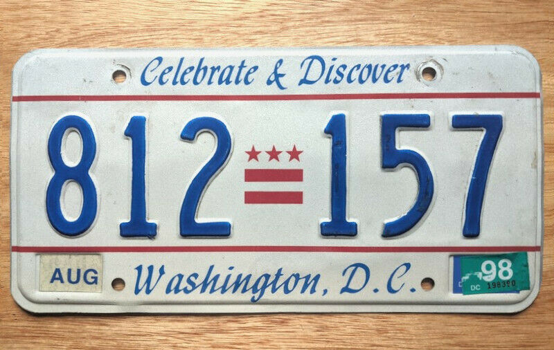 Washington D.c. 1998 License Plate 812-157