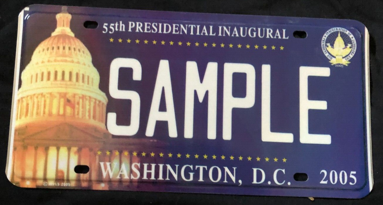 Bush Inaugural License Plate, Expired 3+years