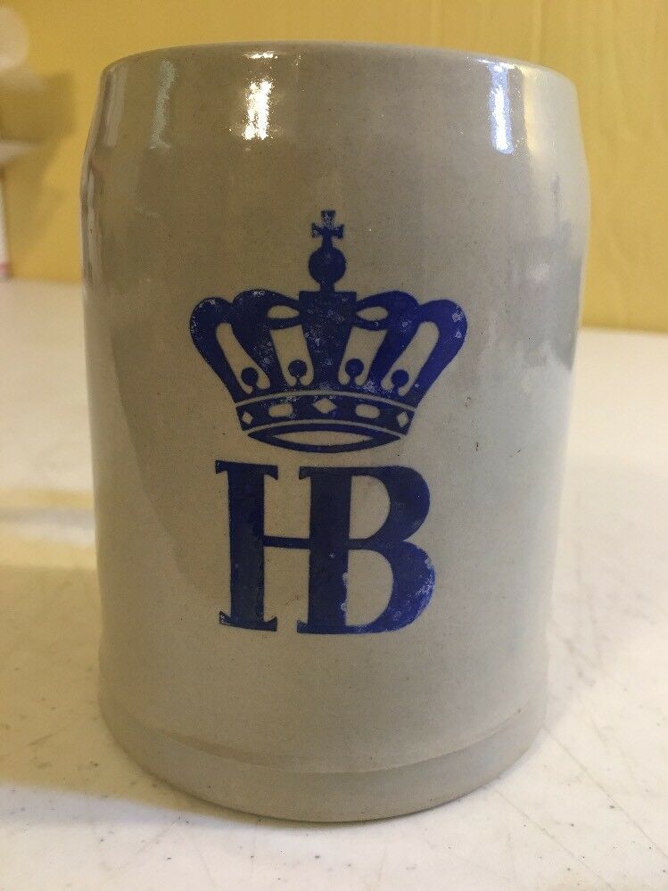 Hofbrauhaus Hb Stein Glazed Stoneware Beer Mug .3l German Solid