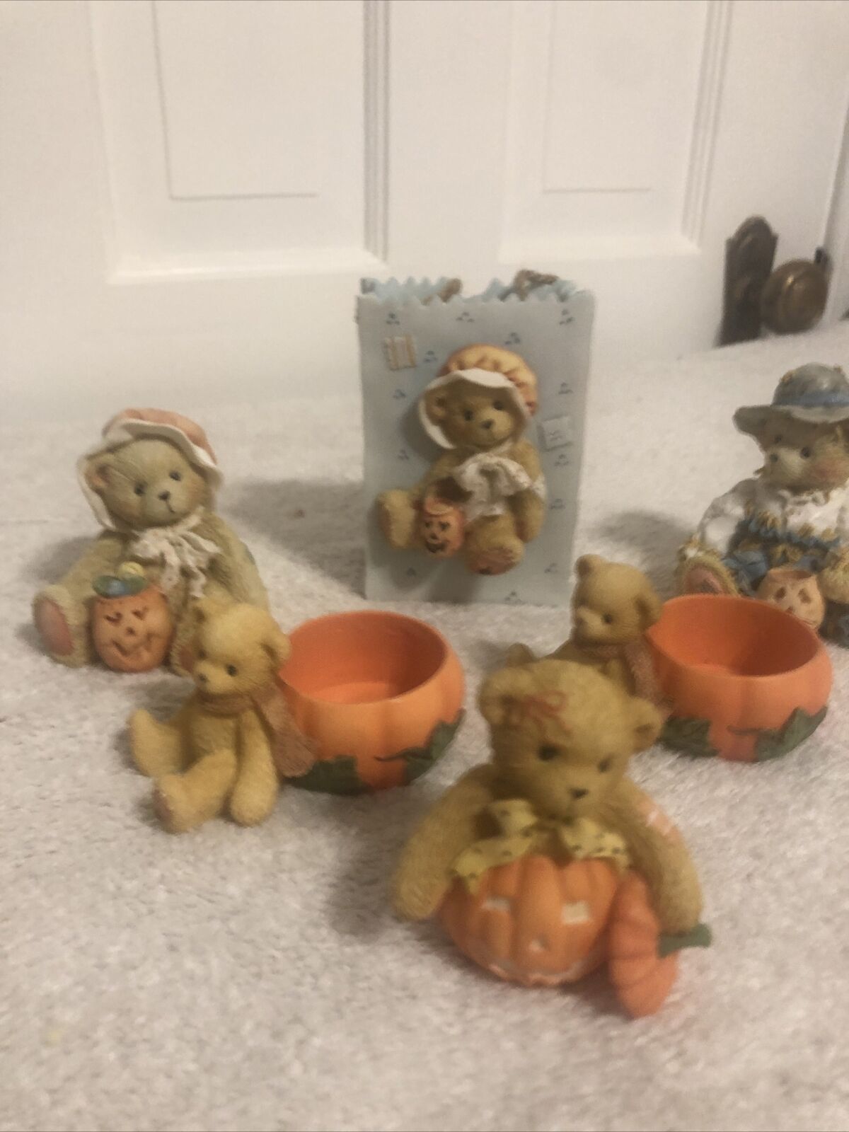 Lot Of 8 Cherished Teddies Treat Bag Halloween Pumpkin Fall Decor Scarecrow Bear