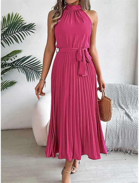 Vestito Donna Scollo Halter Plissé