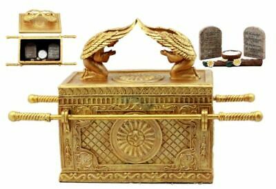 Matte Gold Ark Of The Covenant Model With Contents Decor Figurine Jewelry Box