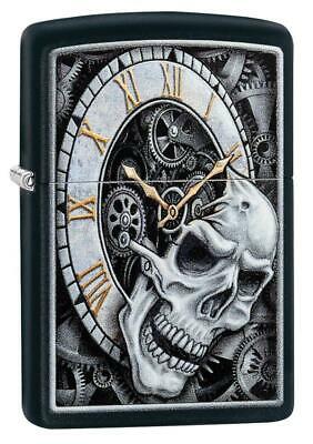 Zippo Windproof Lighter With Steampunk Clock & Skull 29854, New In Box