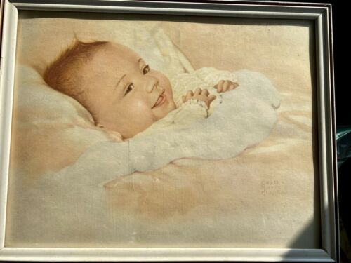 Vintage Edyth Marie Klapka Framed Baby Picture