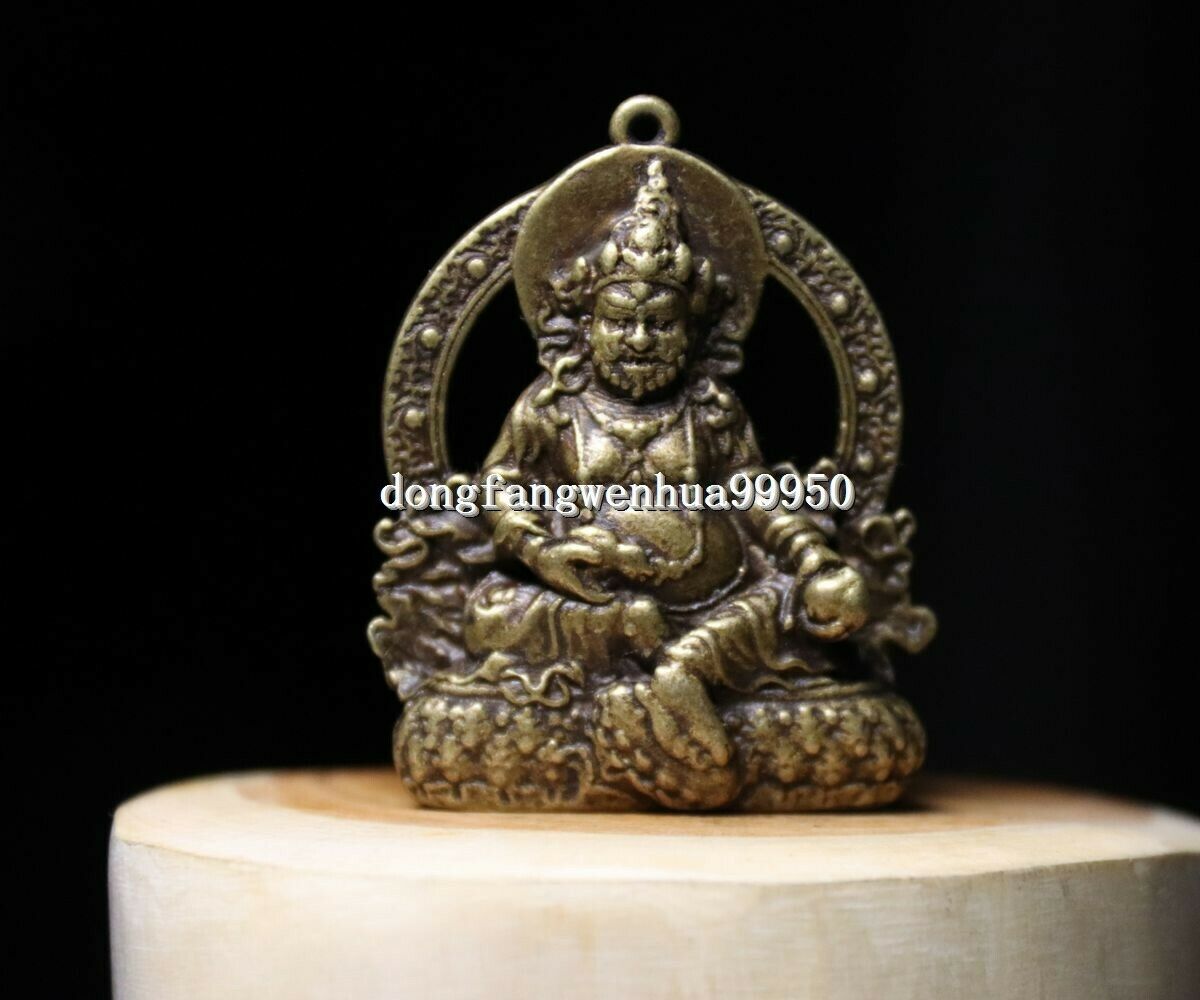 Pure Bronze Copper Yellow Jambhala Mammon Money God Buddha Amulet Pendant D057