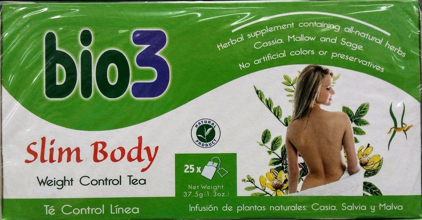 Bio3 Weight Control Tea,slimming Slim Body,weight Control Detox,1 Pack, 25 Bags